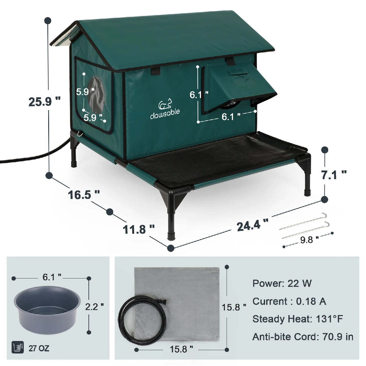2025 Porch Roof Heated Cat House